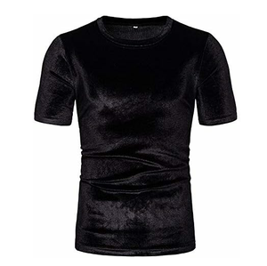 T-shirt décontracté pour homme en velours, couleur noire unie, col ras du cou, manches longues, taille haute, respirant, écologique, vente en gros, taille plus - Product Image 3