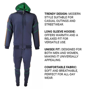 Wholesale Custom Unisex Trendy Fit Tracksuit Rhinestone Contrast <b>Strips</b> Logo Printing Plus Size Feature for Sports Outdoor Use - Product Image 5