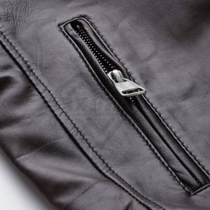 Chaqueta de cuero para hombre de peso pesado para exteriores 2025, chaqueta de cuero de motorista impermeable con cremallera para hombre, servicio OEM - Product Image 5