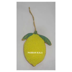 Exclusivo diseño en forma de limón artesanía hermosa dorada Zari bordado con cuentas trabajo árbol de Navidad decoración adornos colgantes - Product Image 1