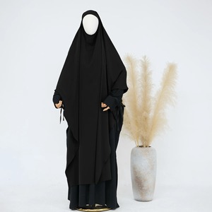 Bonito estilo árabe islámico modesto recto gasa Abaya Khimar sin mangas Burqa caftán bata patrón sólido ropa de oración - Product Image 4