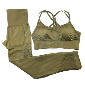 Gimnasio de alta calidad Fitness Conjunto de yoga sin costuras Mujeres 2 piezas Conjunto de yoga sin costuras Deportes Gimnasio Desgaste Conjunto de yoga - Product Image 1