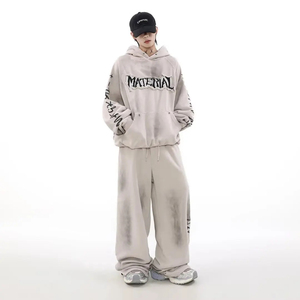 Prix usine homme à capuche américain délavé sweat à capuche surdimensionné lettre imprimé unisexe pullover sweats à capuche pour hommes - Product Image 3