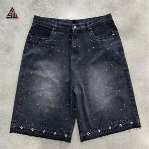 Shorts en laine personnalisés pour hommes, jorts streetwear Y2K, coupe droite classique, été décontracté, taille élastique, 100% coton uni - Product Image 1