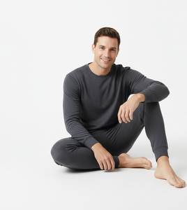 SteelLayer Grey <b>Men</b> <b>Thermal</b> Suit Full Sleeve Soft Warm Breathable Construction <b>for</b> Cold Season Stability - Product Image 1