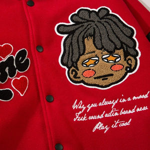 Veste universitaire en laine et cuir pour homme tendance 2025 personnalisée Streetwear à capuche avec patch de broderie 2 poches latérales hiver - Product Image 5