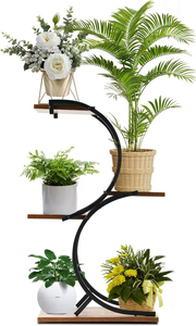 Étagère personnalisée en bois et métal à 4 niveaux pour pots de fleurs à plusieurs niveaux Étagère de présentation pour jardinières d'intérieur et d'extérieur Étagères pour jardinières de jardin - Product Image 4