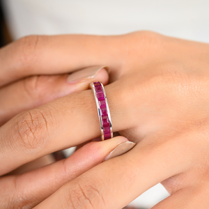 100% แฮนด์เมดเจ้าหญิงธรรมชาติแท้ตัด july birthy พลอยทับทิมเงินครึ่งวงแหวน STACKABLE เครื่องประดับที่ดี - Product Image 4