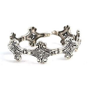 Bracelet en argent sterling 925 inspiré de l'otomanie, oxydé noir, épaisseur 1,9 cm, bijou culturel de collection pour femmes - Product Image 1