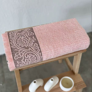 Saumon Pink Bamboo Jacquard <b>Bath</b> Towel 70*140cm 70% Bamboo 30% Cotton Blend Soft Sevim Eco Design Decorative <b>Edge</b> 470GSM - Product Image 1