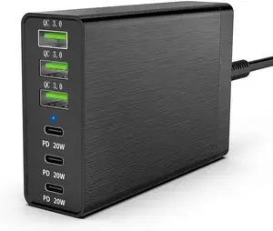 Chargeur rapide 96W PD20W 40W 60W + QC3.0 USB adaptateur multi-ports charge 6 prises 3 ports Type C chargeur mural rapide usb