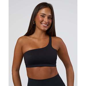 Ensemble de soutien-gorge de sport fitness - Haut court rembourré noir pour le yoga et les vêtements de sport, taille plus, léger, en spandex imprimé - Product Image 1