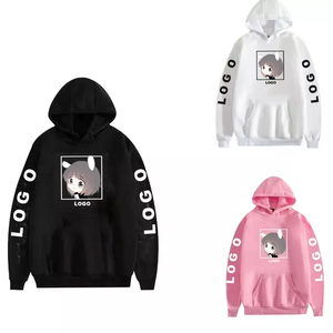 Sweat à capuche anime surdimensionné pour hommes en tissu français personnalisé en gros pas cher prix broderie Logo 6XL pluvier blanc uni essentiel - Product Image 4