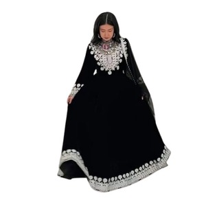 ชุดเดรส Afghan kuchi สไตล์วินเทจผ้ากำมะหยี่สีดำดีไซน์ใหม่ล่าสุดผ้าลูกไม้ - Product Image 1