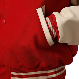 Veste universitaire personnalisée pour sororité et fraternité, mélange de laine rouge et crème, veste de sport pour hommes, vente en gros, vêtements de sport et de rue - Product Image 5
