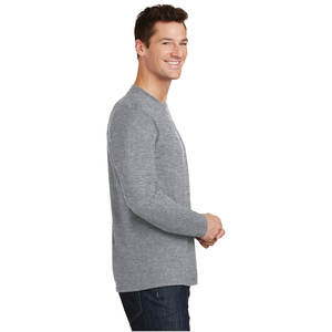 T-shirt à manches longues en coton à col ras du cou pour homme marron en gros T-shirts à coupe ajustée unis - Product Image 4