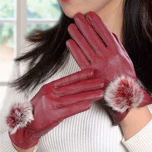Guantes de cuero de invierno a la moda Precio razonable directo de fábrica Servicio de OEM y ODM Guantes de moda de cuero para mujer a prueba de viento - Product Image 2