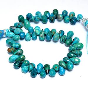 Crisocola Piedra preciosa 7x5mm Lágrima Briolette Facetado Cuentas sueltas Crisocola natural Gotas de piedras preciosas semipreciosas para joyería - Product Image 2