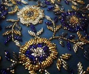 Beaded <b>Fabric</b> with Dense Floral Designs Crystal Sequins and Hand Embroidery Perfect for Runway Couture - Product Image 2