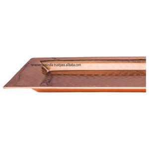 Ensemble de plateaux de service rectangulaires en cuivre martelé texture élégante le plus populaire pour l'hébergement de vanité décorative au prix de gros - Product Image 3