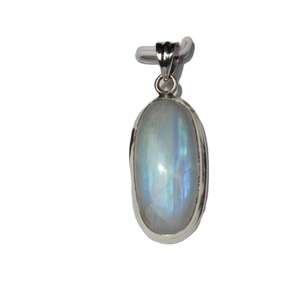 Compra colgante de piedras preciosas indias hecho a mano estilo bohemio joyería de cristal de Plata de Ley 925 Ajuste de bisel de piedra lunar cabujón ovalado - Product Image 6