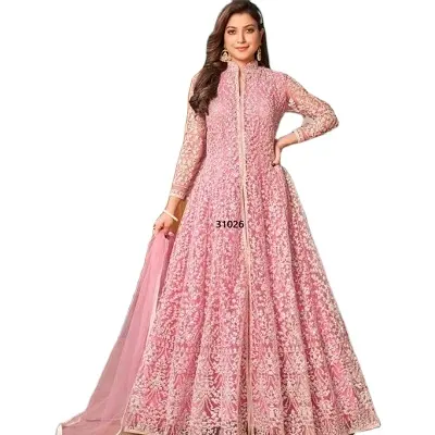 Retro Wedding Wear Long Gown elegant long sleeve printed chiffon dress wedding gowns Pakistani Salwar Kameez Muslim women dress