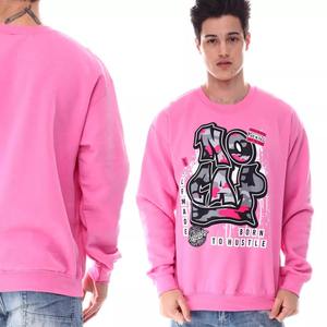 Sweat-shirt à capuche pour hommes, 100% coton rose à manches longues, logo imprimé personnalisé - Product Image 4