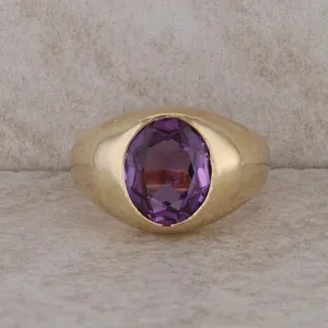 <b>925</b> <b>Silver</b> Men's Bishop <b>Ring</b> with 2.50 Ct Cut Amethyst for Engagement Wedding or Anniversary Gift - Product Image 1