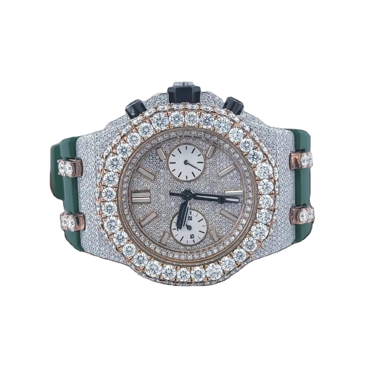 Reloj de diamantes VVS Moissanite Hip Hop de alta calidad de marca superior para uso de regalo del exportador y fabricante indio