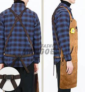 <b>Waxed</b> <b>Canvas</b> Work Apron Heavy Duty Tool Apron for Men Women with Hanging Loop Multiple Pockets Shop Apron with Cross Back Straps - Product Image 2