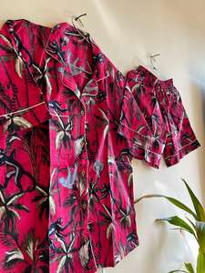 Ensemble pyjama en coton biologique rose 100% pour adultes et femmes vêtements de maison respirants et doux impression de singe sexy vêtements de nuit imprimés numériques Plus - Product Image 2