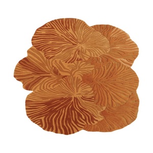 Tapis en laine moderne abstrait fait main, motif fleur de terre cuite, poils longs, anti-taches, anti-peluches, avec support en latex pour usage domestique - Product Image 1