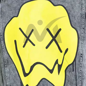 2025 conception personnalisée couleur gris uni hommes veste en jean logo imprimé personnalisé tissu respirant surdimensionné veste en jean pour hommes - Product Image 4
