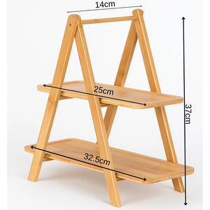 Étagère de rangement rectangulaire à 2 niveaux en bambou mobile, organisateur mural - Product Image 3