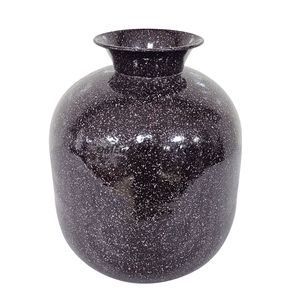 Vase en métal brillant noir de haute qualité de forme ronde avec un design contemporain élégant à col large pour la décoration de la maison et du bureau - Product Image 1