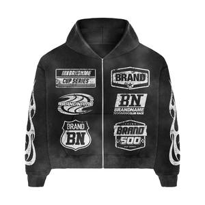 Estilo Hip Hop Ropa informal Sostener Color liso Bordado desgastado Diseño de logotipo Jogging Chándales de moda para hombres - Product Image 2