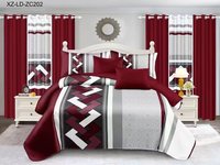 Lot de 6 draps de lit imprimés avec rideaux, drap plat, drap-housse et 2 taies d'oreiller, emballé, fournisseur OEM/ODM