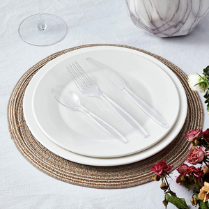 Ensemble de couverts en plastique, fourchettes, cuillères, couteaux jetables, argenterie lourde, sans danger pour les aliments, recyclable, PS, écologique - Product Image 6