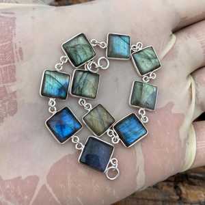 Labradorite Gemstone <b>Bracelet</b> Cushion Cut 925 Sterling Silver 8 Inch Handmade Unique Fashion Jewelry Gift For <b>Women</b> Men - Product Image 6
