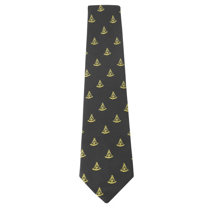 2025 Master Blue Lodge California Regulation Machine Embroidery Gold Emblem Polyester Tie for Freemasons Masonic Regalia