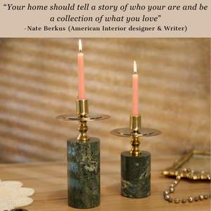 Portavelas, Juego de 2, Portavelas Cónicos para Decoración del Hogar, Decoración de Mesa de Comedor, Portavelas Redondo para Velas de Pilar, Verde Decorativo - Product Image 3