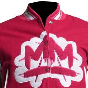 Chaqueta Universitaria Corta para Mujer, Mezcla de Lana, Mangas en Contraste, Cierre de Botones a Presión, Ribete Acanalado, Estilo Urbano - Product Image 4