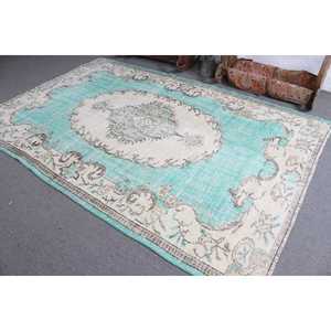 พรมตุรกีโบราณขนาดใหญ่ 6.1x9.2 ฟุต (187x280 ซม.) สีน้ำเงิน พรมลายตะวันออก - Product Image 4