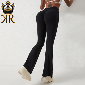 Pantalones de Yoga de cintura alta para mujer, pantalones de campana transpirables, mallas deportivas tejidas para gimnasio, pantalones deportivos informales - Product Image 5