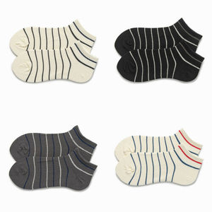 Chaussettes de sport décontractées en coton pour hommes, chaussettes courtes à rayures unies, 100% coton, impression de logo personnalisée - Product Image 2