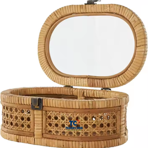 Articles de décoration pour la maison Boîte en bois de rotin carrée polyvalente et durable écologique classique avec verre - Product Image 2