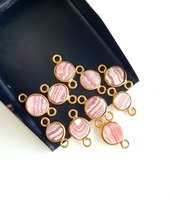 Top Deal Connecteurs de breloques en pierres précieuses en vrac Rhodochrosite naturelle plaquée or pour les résultats de bijoux OEM de fournisseur de bijoux à bricoler soi-même