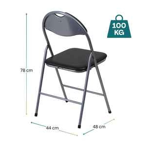 เก้าอี้พีวีซีสีดำ6ตัวขนาด44x48x78ซม. พับได้พร้อมกรอบโลหะสำหรับใช้ในร้านอาหาร - Product Image 2
