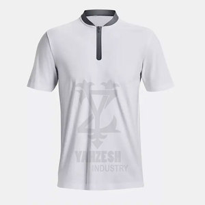 เสื้อกอล์ฟผู้ชายปี 2023 สำหรับงาน OEM ผ้าระบายอากาศ แห้งเร็ว ผลิตจากผ้าฝ้าย/ใยไผ่ แบบซิปครึ่งตัว น้ำหนัก 220 กรัม ผ้าถัก - Product Image 5