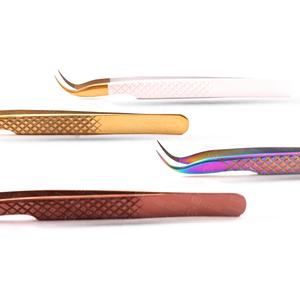 Pince à épiler pour cils en fibre solide, courbe multiple, couleur blanche, écologique, facile à ramasser les cils fins, logo personnalisé - Product Image 1